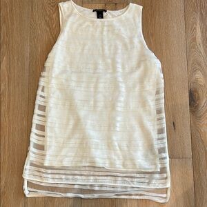 White House Black Market Ivory Striped Sweater Tank